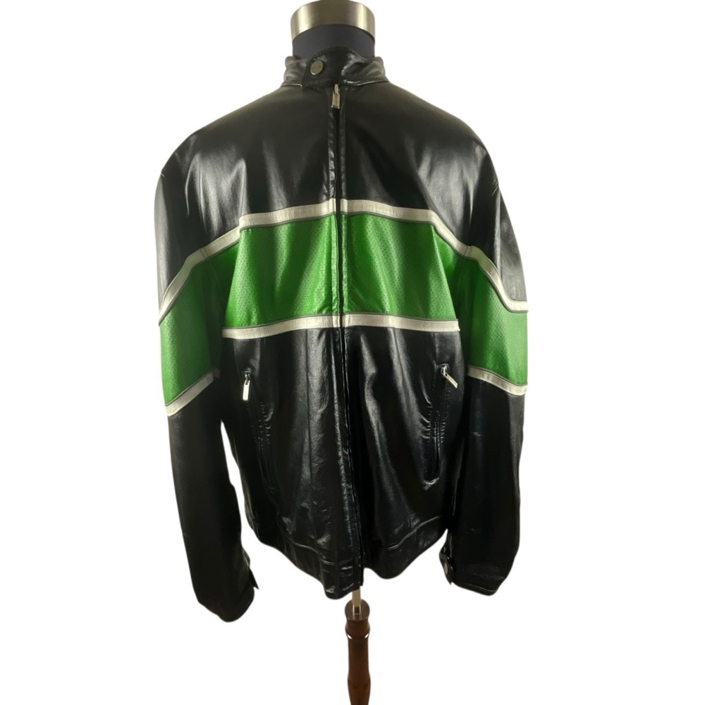 Wilsons Leather Vintage M Julian Men’s Leather Moto Black Green White  Jacket‎